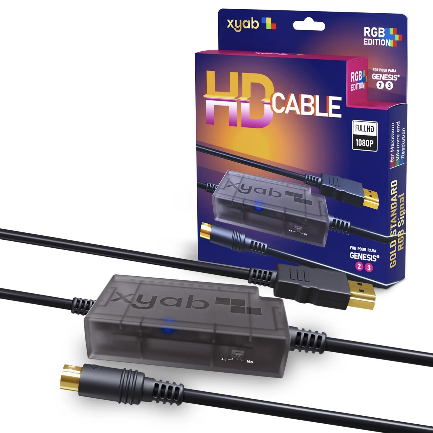 SEGA Genesis Model 2 & 3 – XYAB HD TV Link Cable Cord Full 1080 HDMI – New