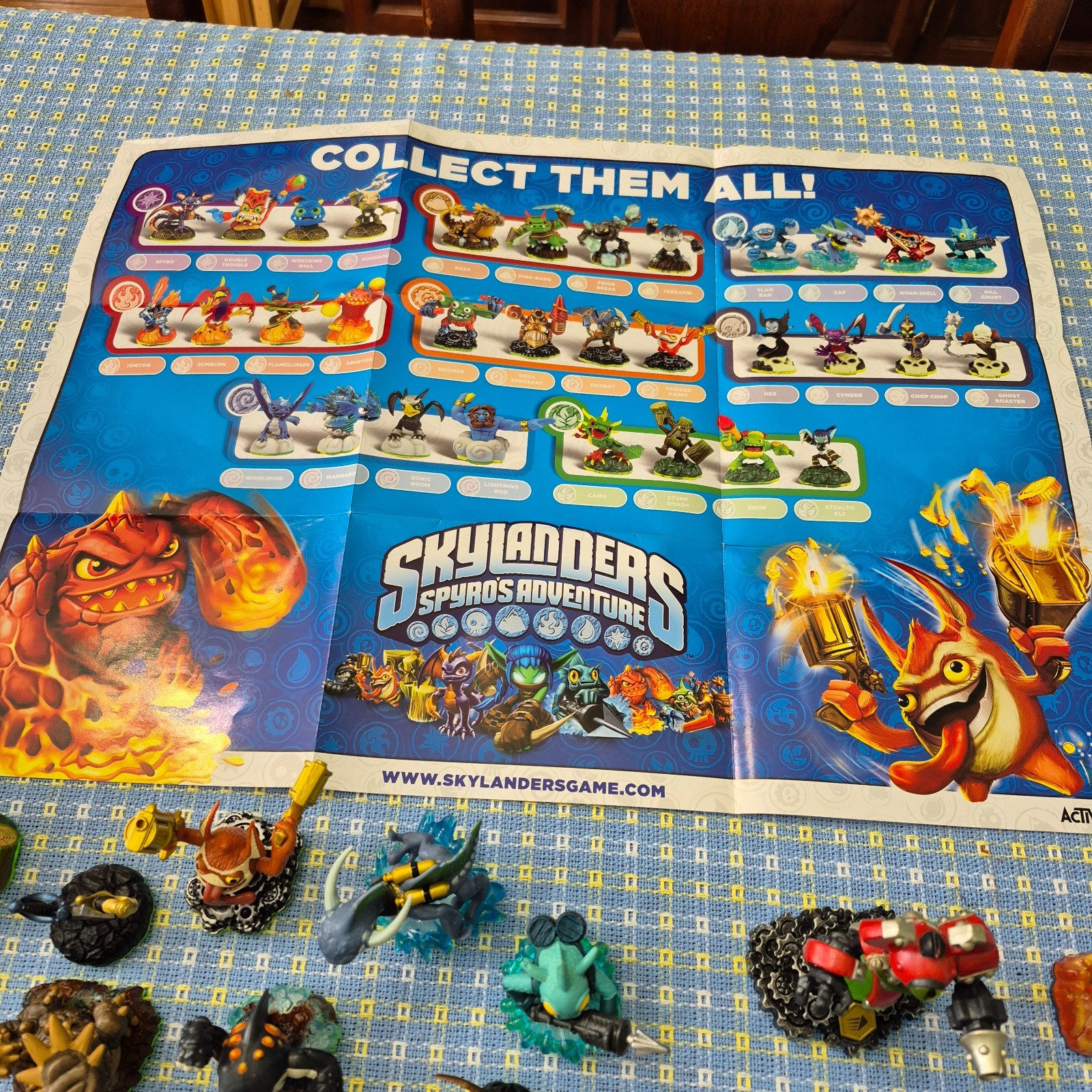 Wii SKYLANDERS Video Game Bundle – with 2 games, 22 figures, 2 portals, poster