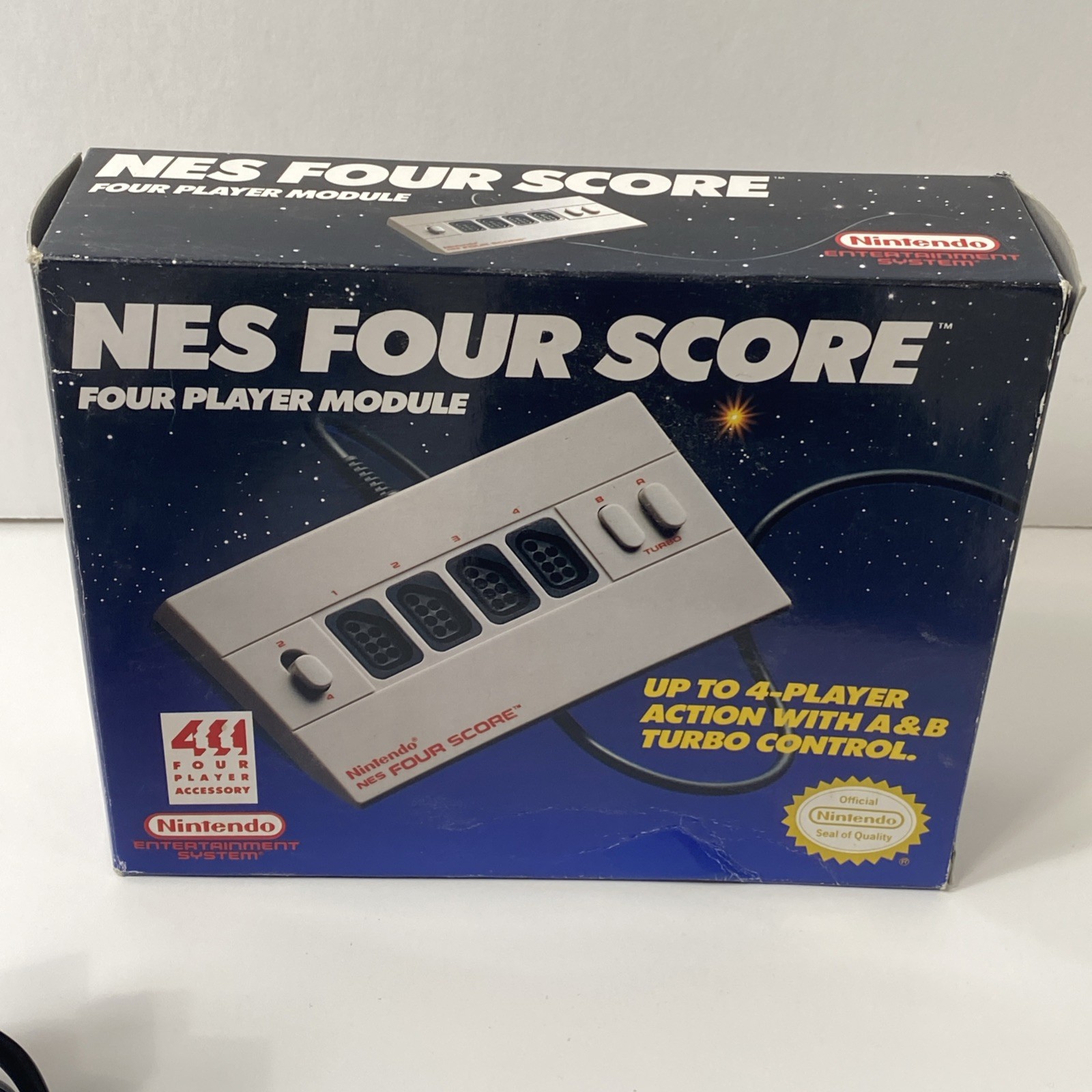Four Score NES 4 Player Module Controller Accessory NES-034A 1990 Tested +Box