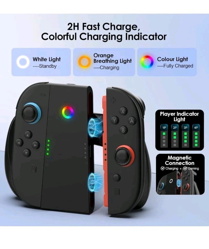 Magnetic Charging Grip for Nintendo Switch 2 Joy Con Comfortable Charger Grip