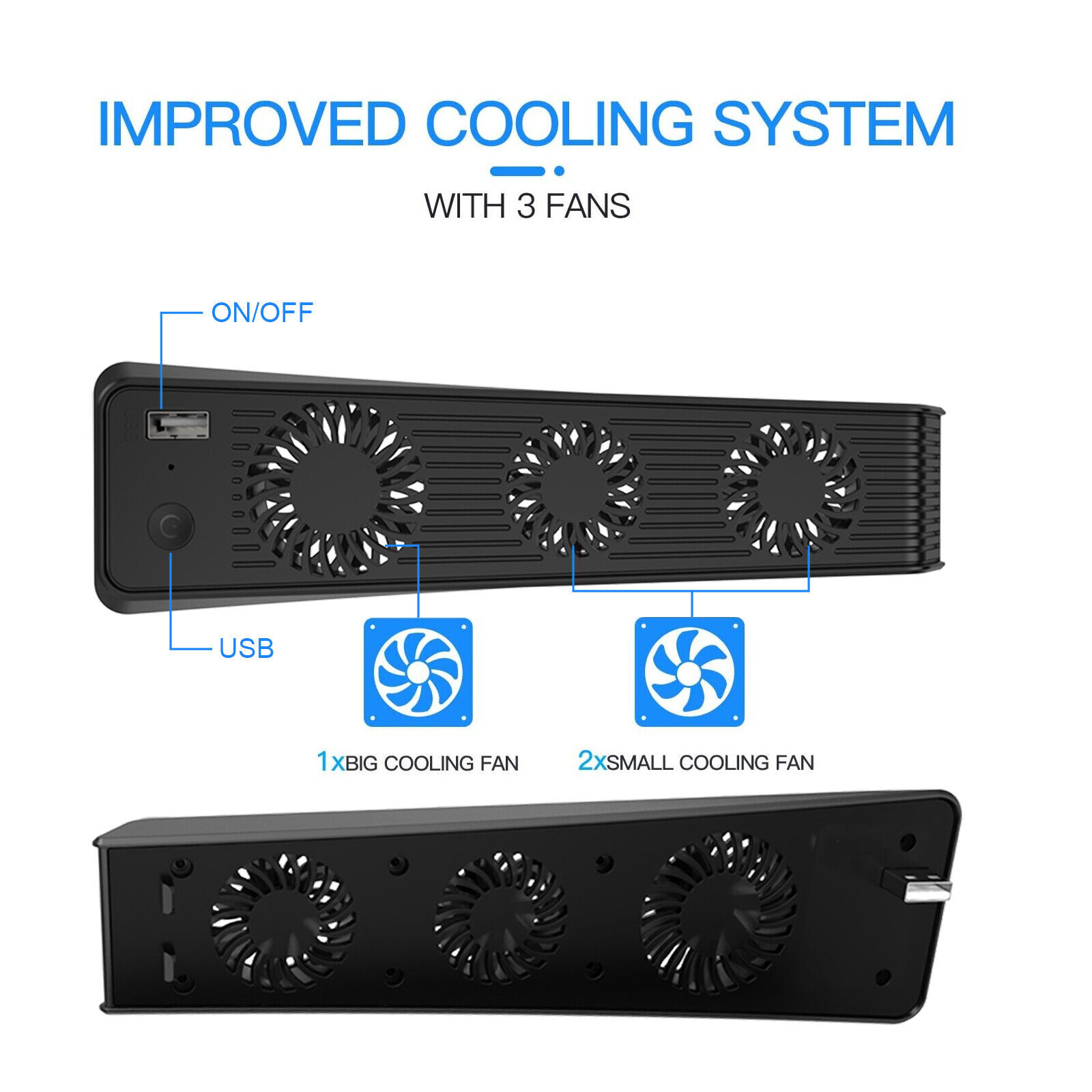 3 Blue LED Indicators On For PS5 PlayStation 5 Cooling Fan Stylish Touch