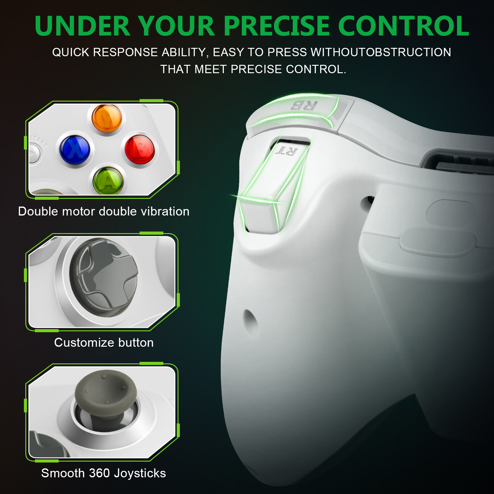 Wireless Controller For Microsoft Xbox 360/ 360Slim/ 360E for Windows 11/10/8/7