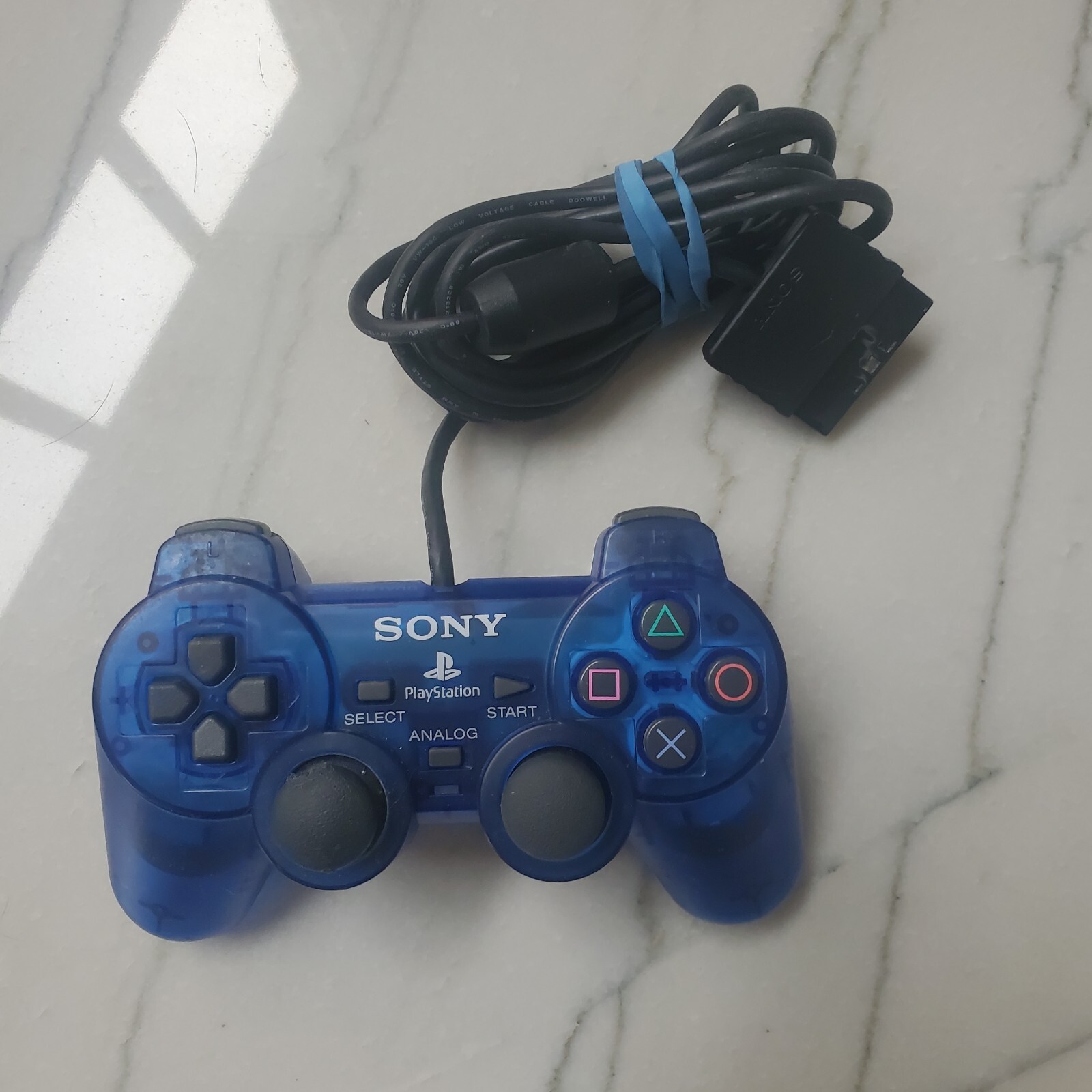 Sony PlayStation 2 PS2 Ocean Blue Clear Controller OEM SCPH-10010 TESTED WORKING