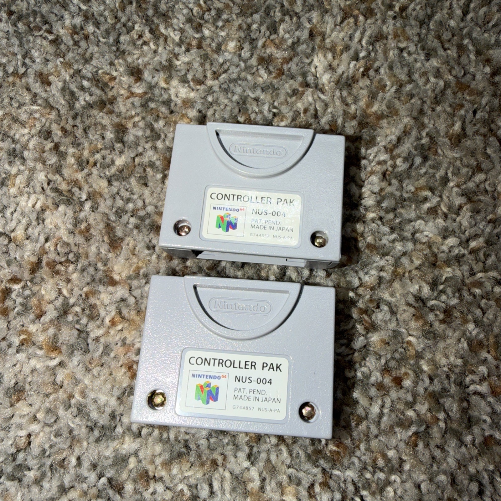 2x Lot N64 Controller Pak NUS-004 OEM Official Nintendo 64 Memory Card – Tested!