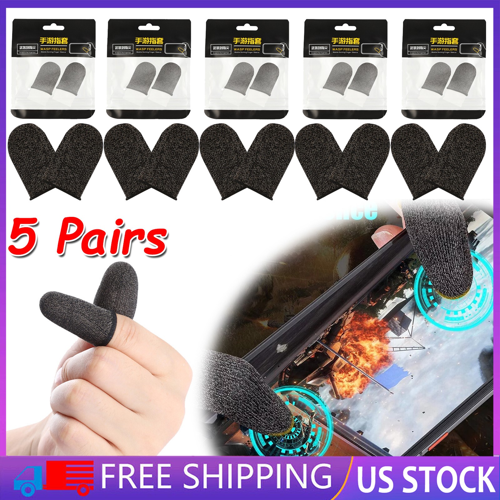 Gaming Finger Sleeves for PUBG Mobile Touchscreen Device Anti-Sweat Thumb Sleeve