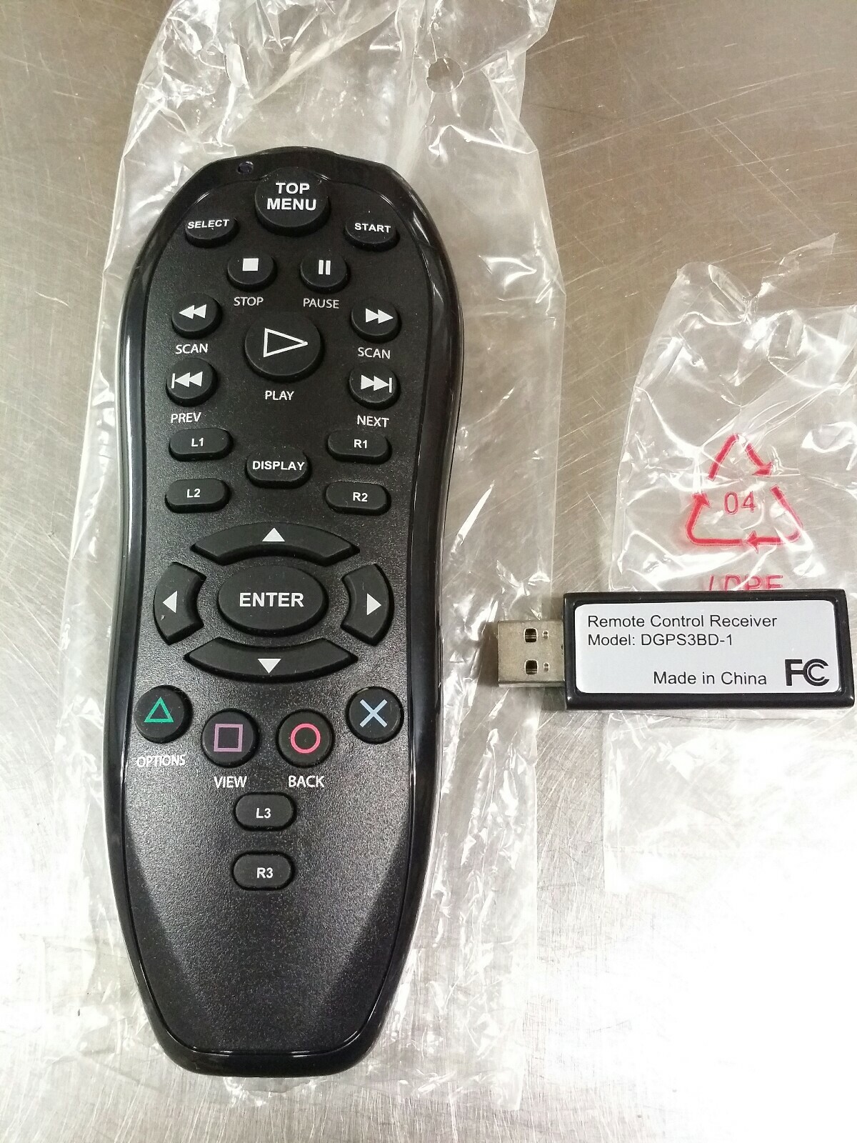 NEW Remote Control for PS3 Sony Playstation 3 with USB Receiver, Model DGPS3BD-1