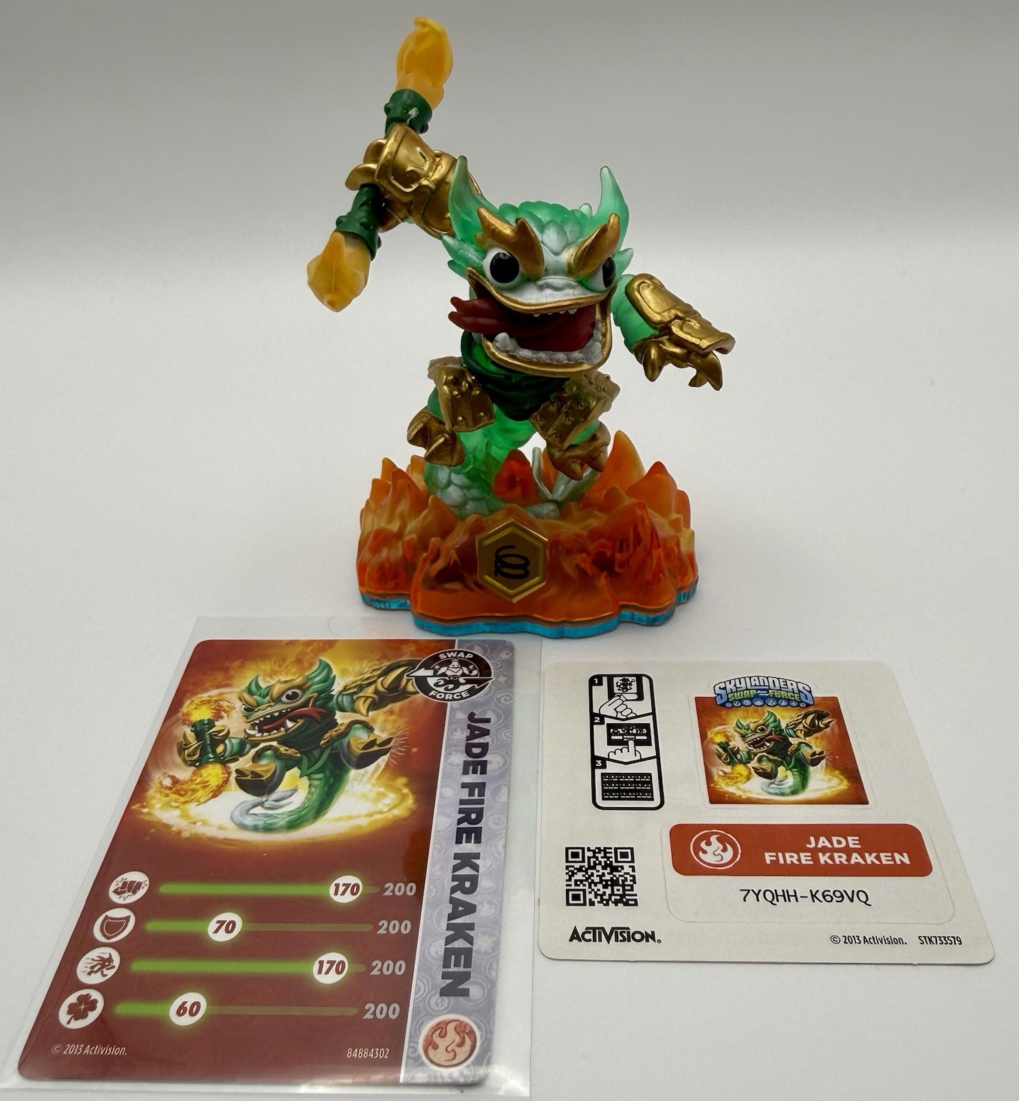 Skylanders – Swap Force – Jade Fire Kraken 🧨🐉 – 2013 + Card Code Sticker