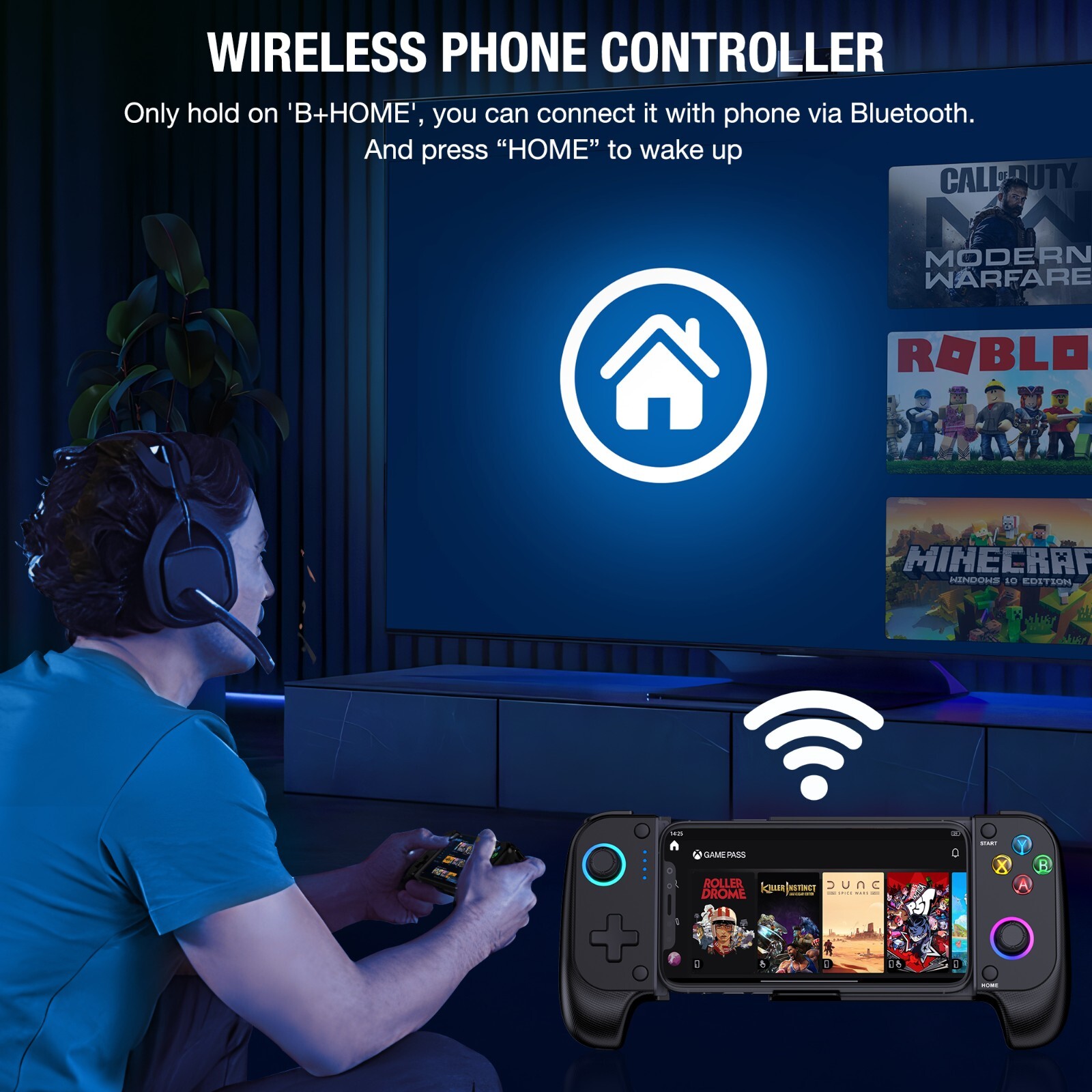 Wireless Phone Controller for iOS,Mobile Gaming Controller for iPhone/Android