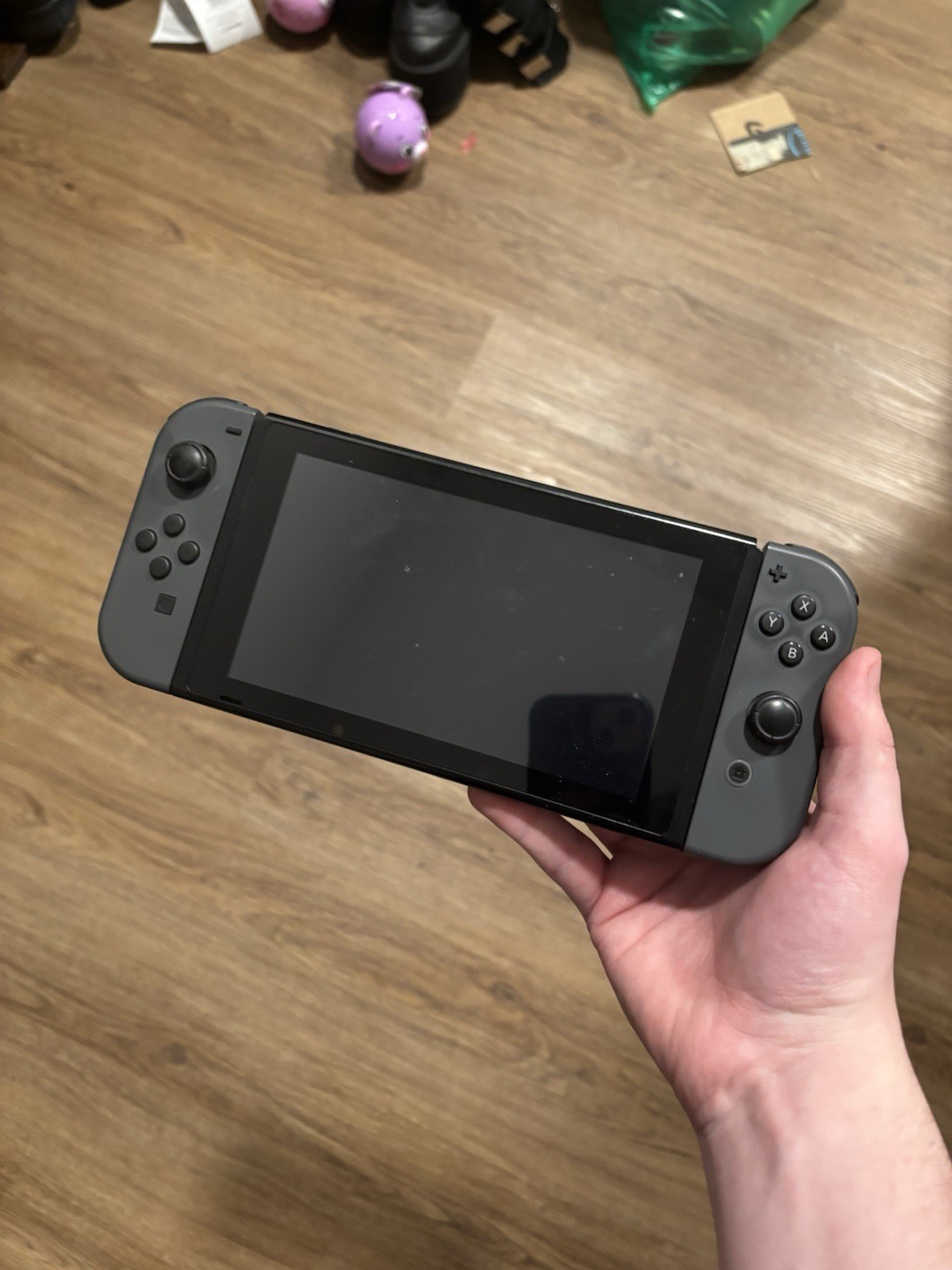 Nintendo Switch W/ Grey Joycons Dock and Charger Tested Working