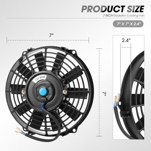 High Performace Electric Cooling Slim Radiator Fan with Mount 7 Inch Black