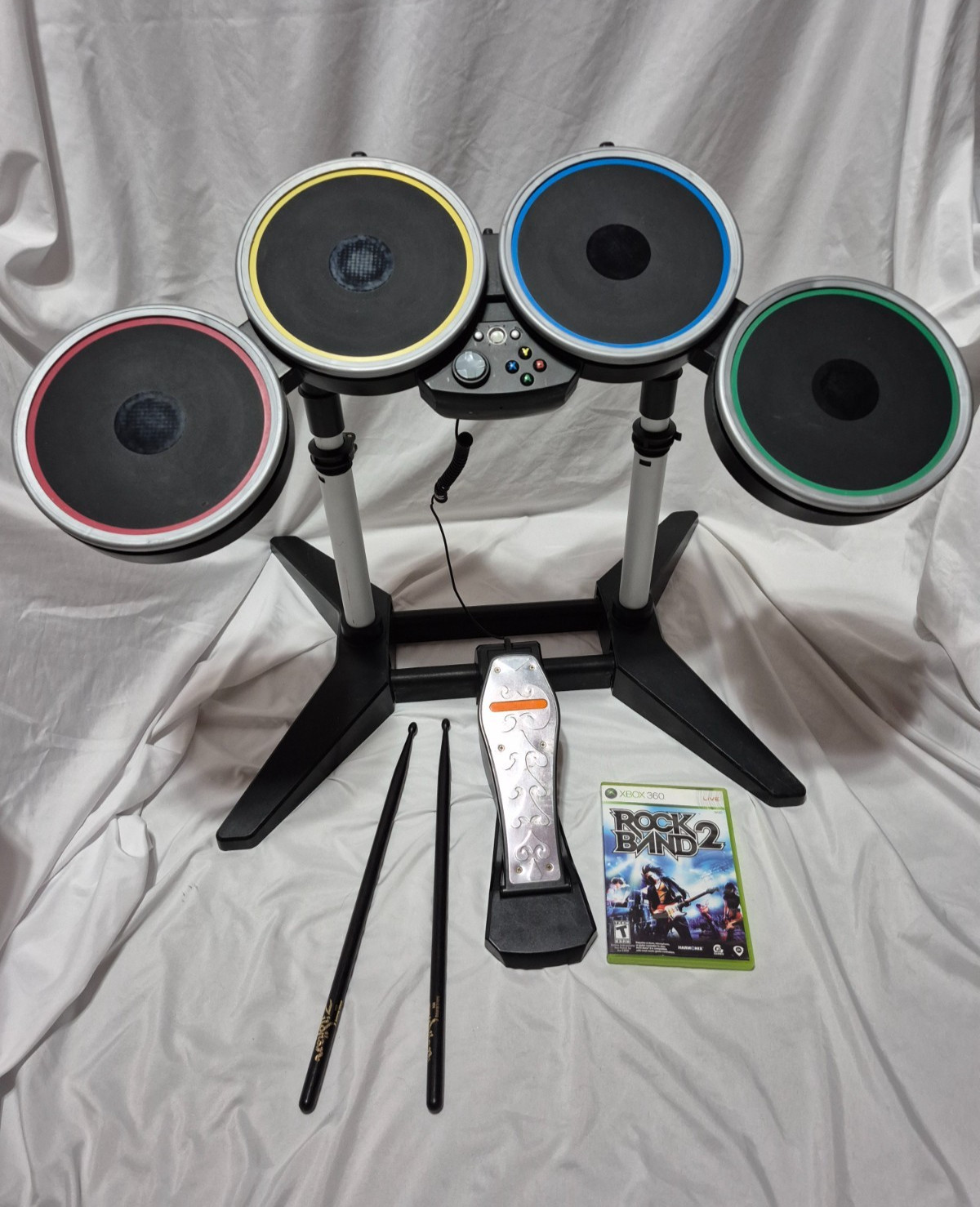Harmonix XBDMS2-A Wireless Xbox 360 Rock Band Drum Set w/ Pedal Complete Tested