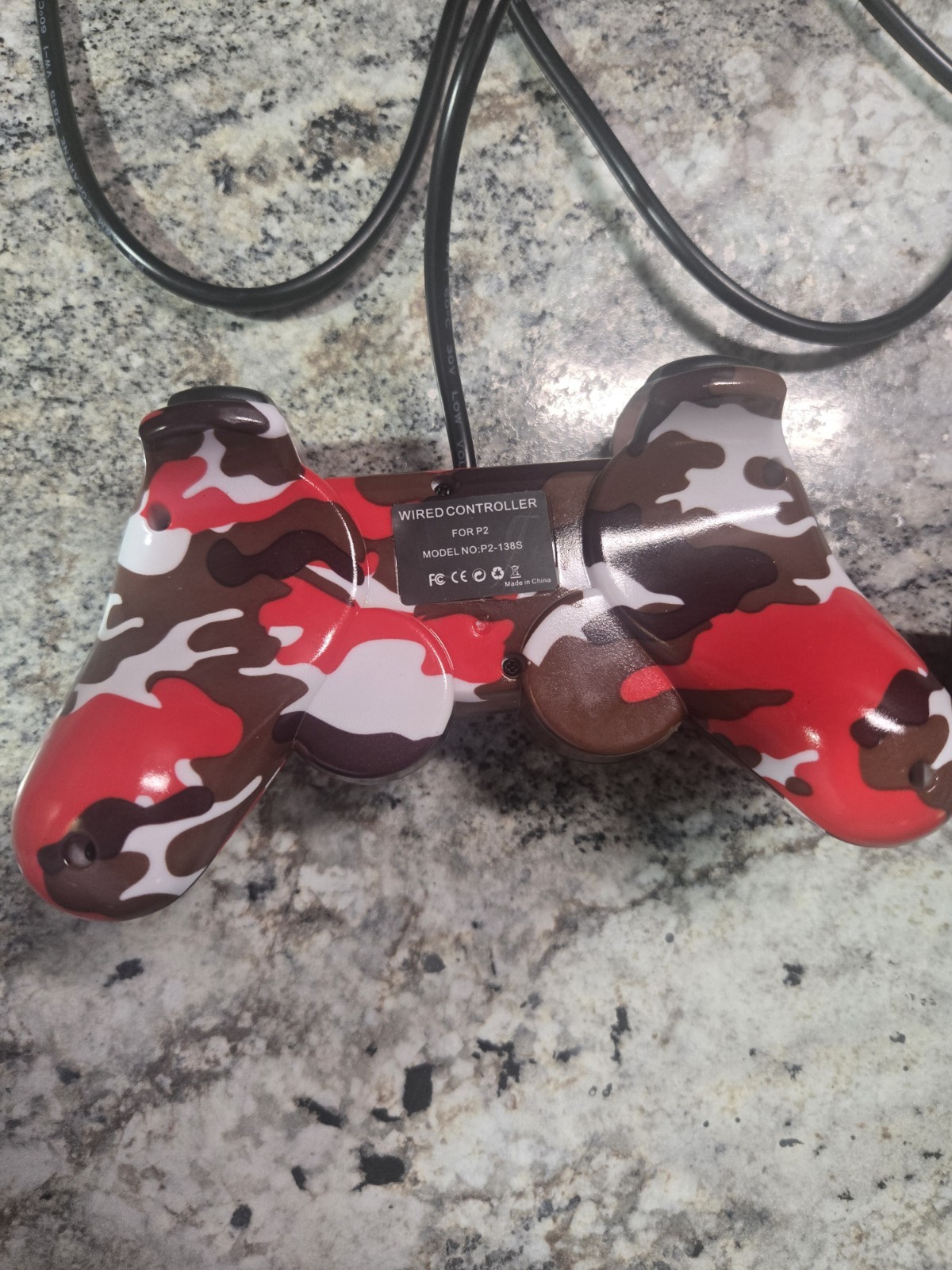 PlayStation 2 PS2 Wired Controller Red Camo Third Party — Tested