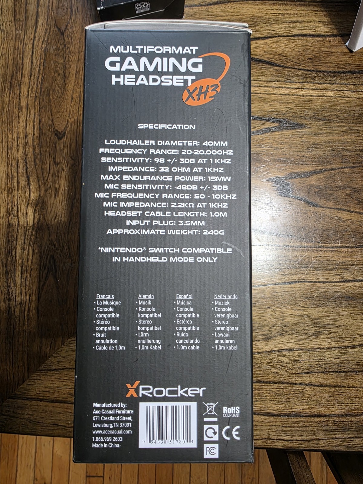 X Rocker XH3 Gaming Headset Noise Cancelling Stereo 120° Mic Black/Orange