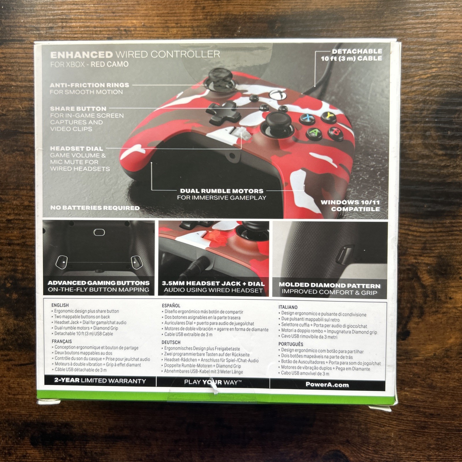 PowerA Enhanced Wired Controller, For Xbox Series X/S, Red Camo, 1525942-01
