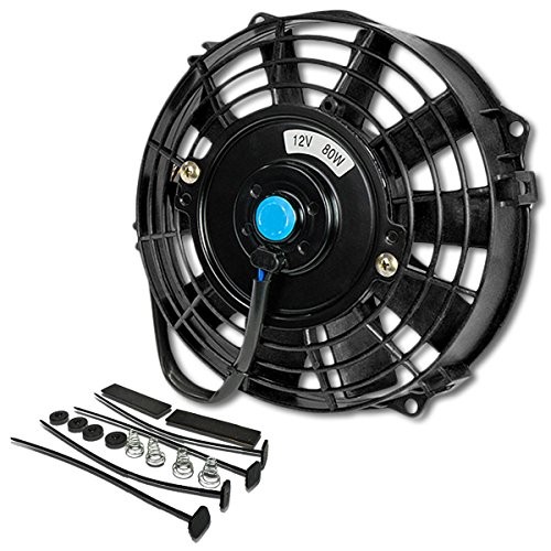 High Performace Electric Cooling Slim Radiator Fan with Mount 7 Inch Black