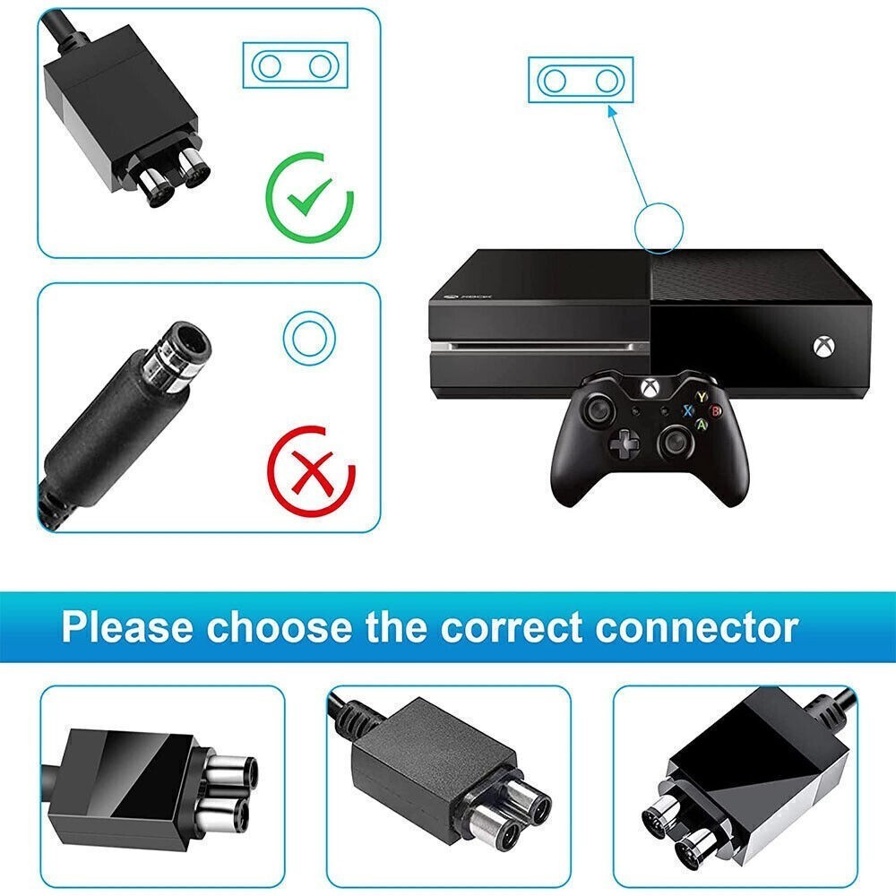 AC Power Adapter Cable Plug with Power Cord for ONE XBOX Gaming Console, New