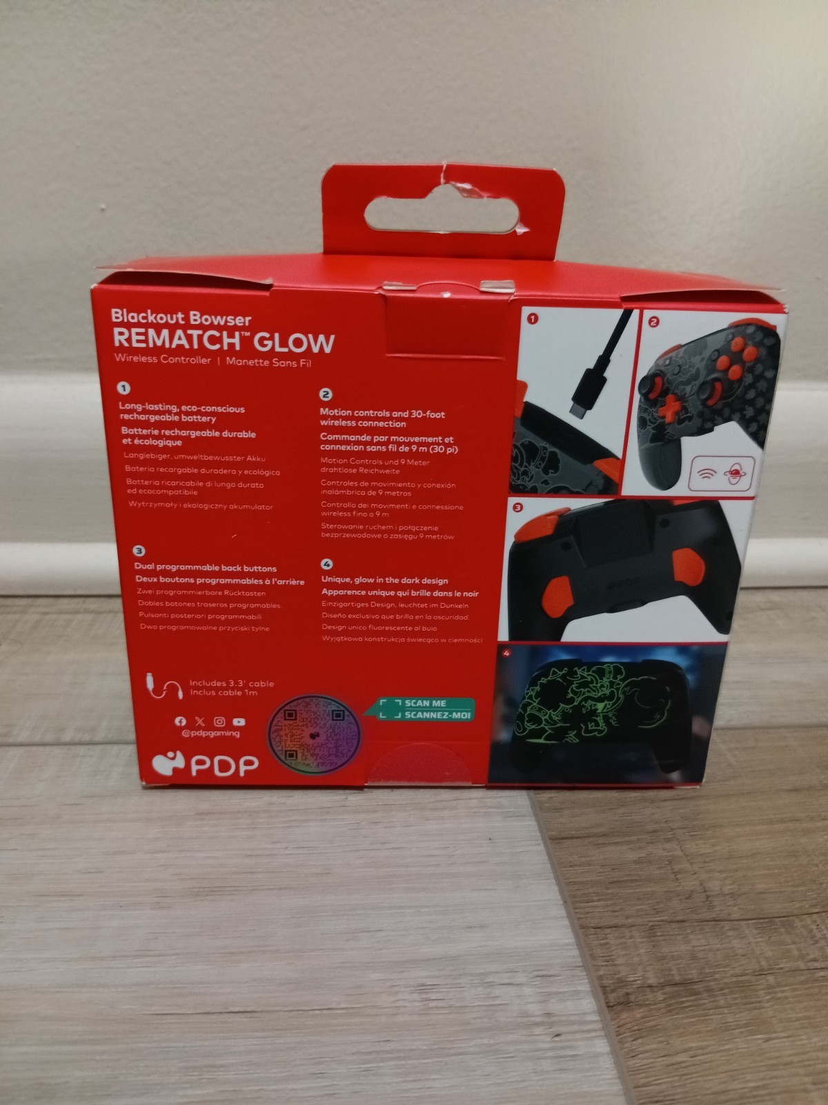 PDP REMATCH GLOW Wireless Controller Blackout Bowser for Nintendo Switch NEW