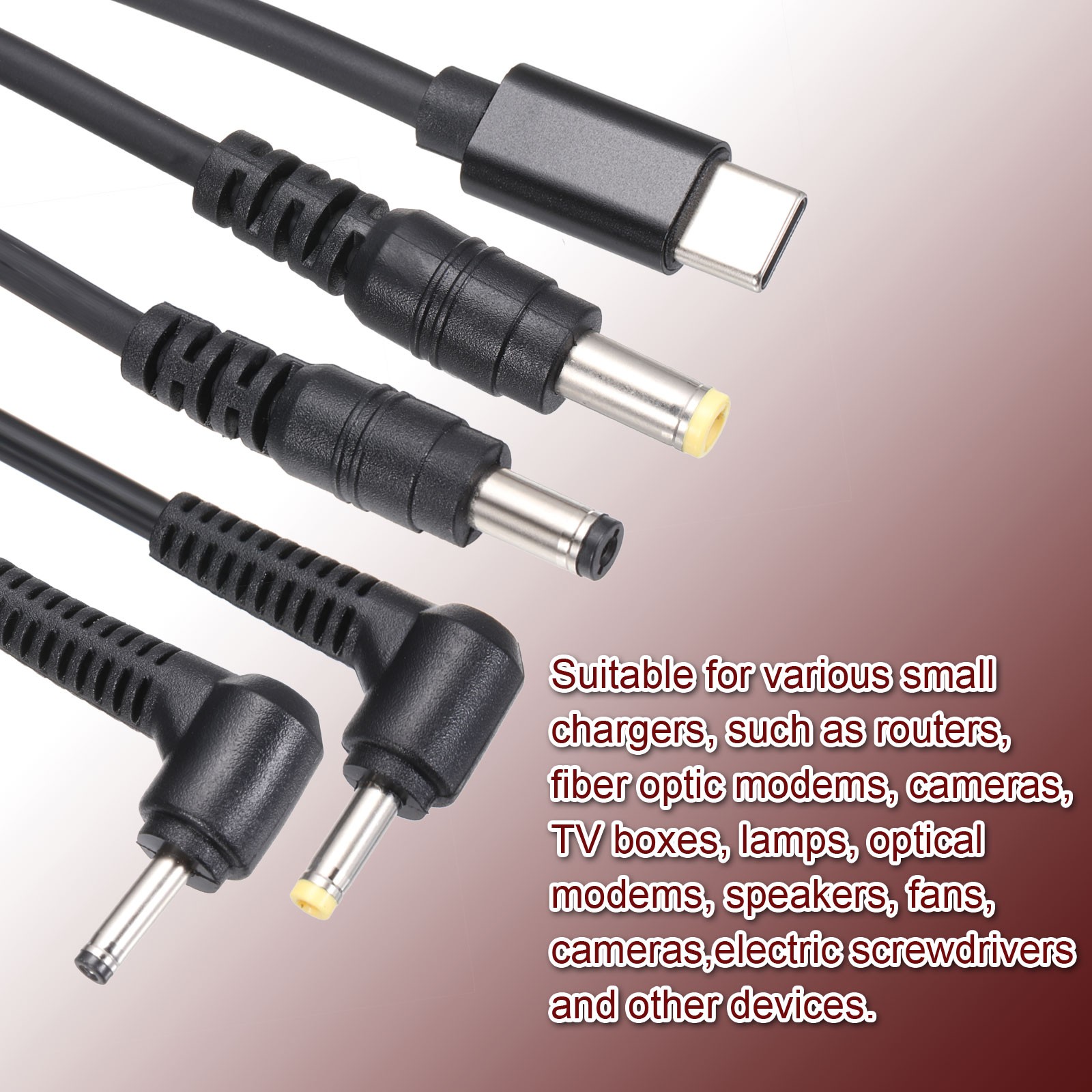 5FT USB C to DC PD Power Fast Charging Cable, 5.5×2.1mm 65W/12V(Black)