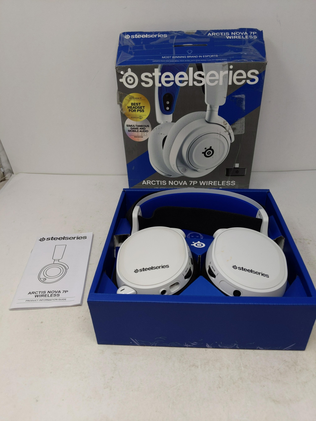 SteelSeries Arctis Nova 7P Wireless Gaming Headset, 2.4GHz + Bluetooth, White