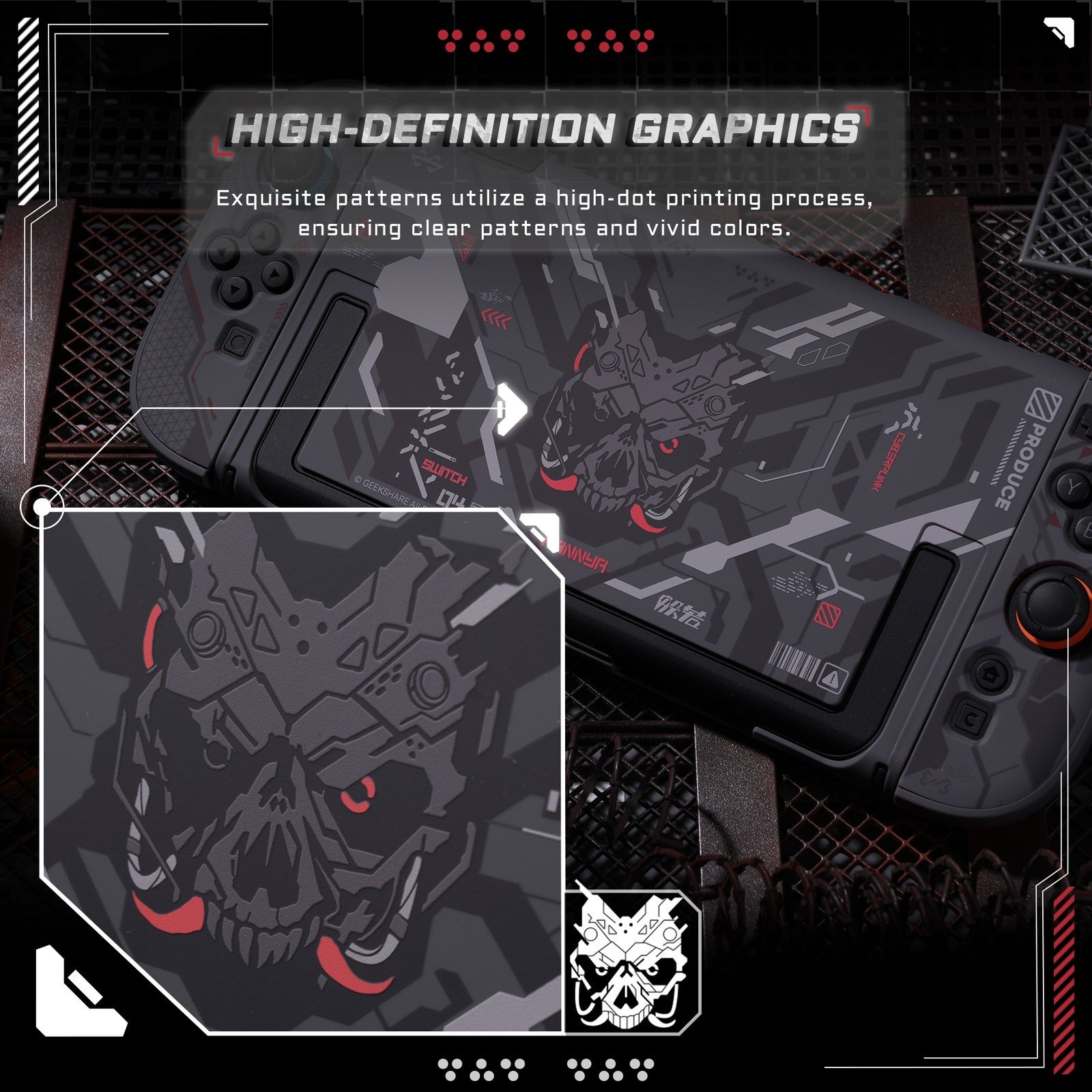 GeekShare Hard Protective Case for Nintendo Switch 2025 Joy Con Cover Cyber Mech
