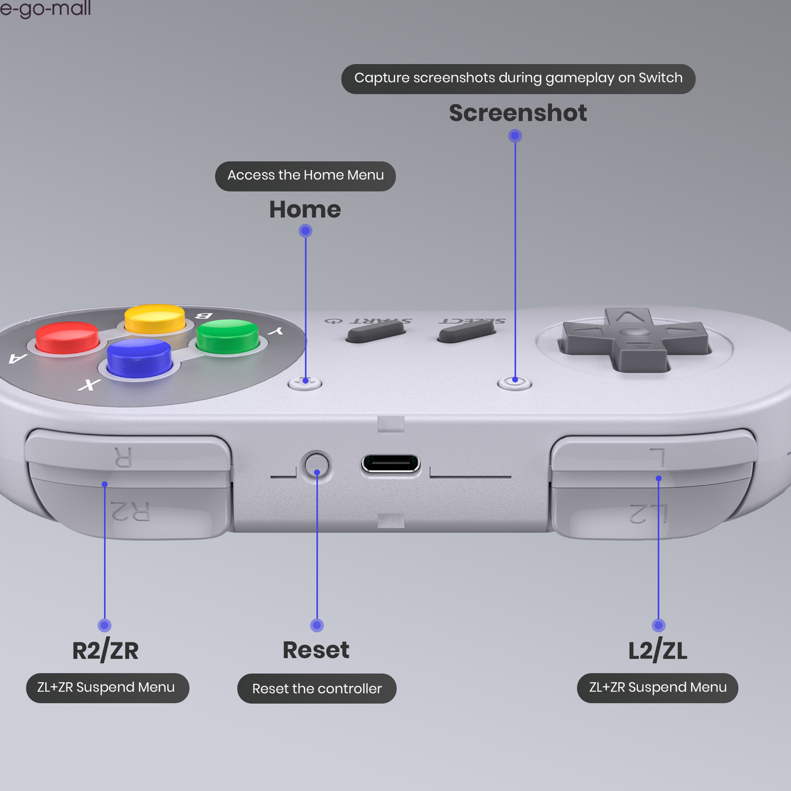 Wireless SNES Switch Controller for Switch ONLINE Steam PC Windows Respberry