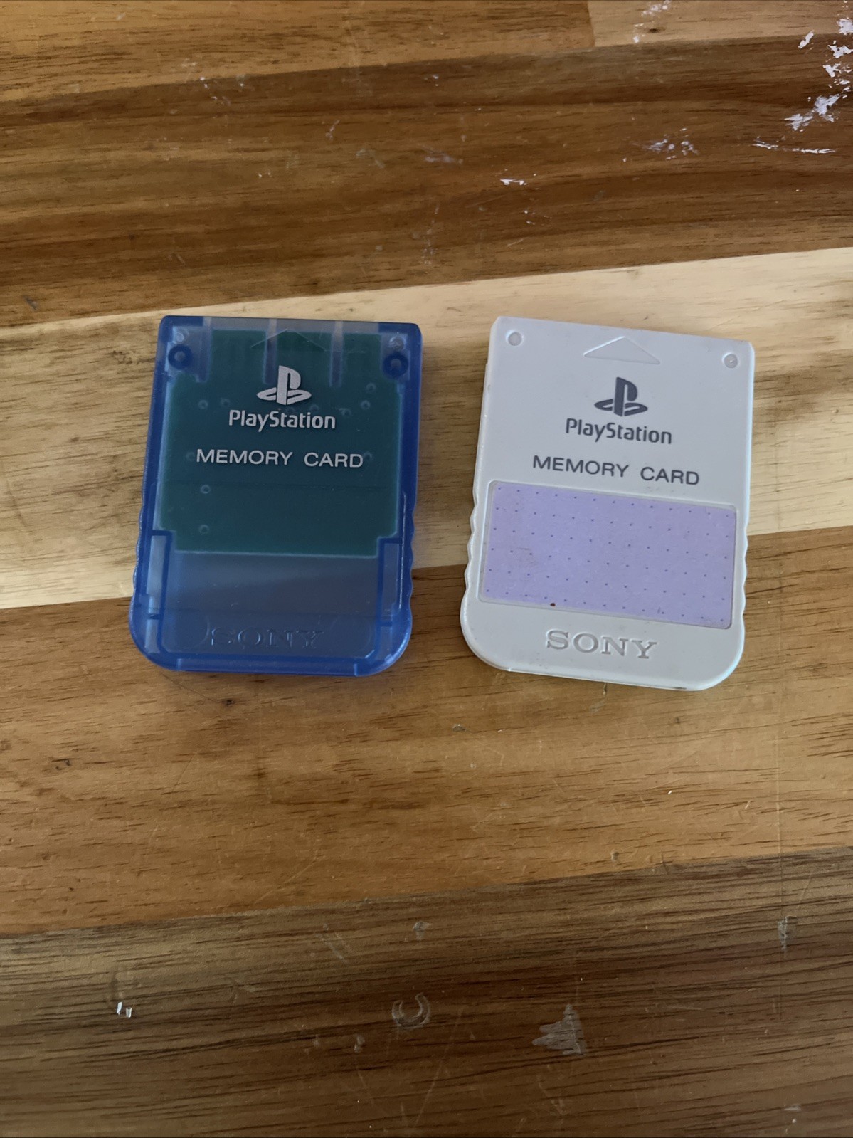 Lot 2 SONY PlayStation 1 OEM PS1 Memory Card Blue & Gray SCPH-1020