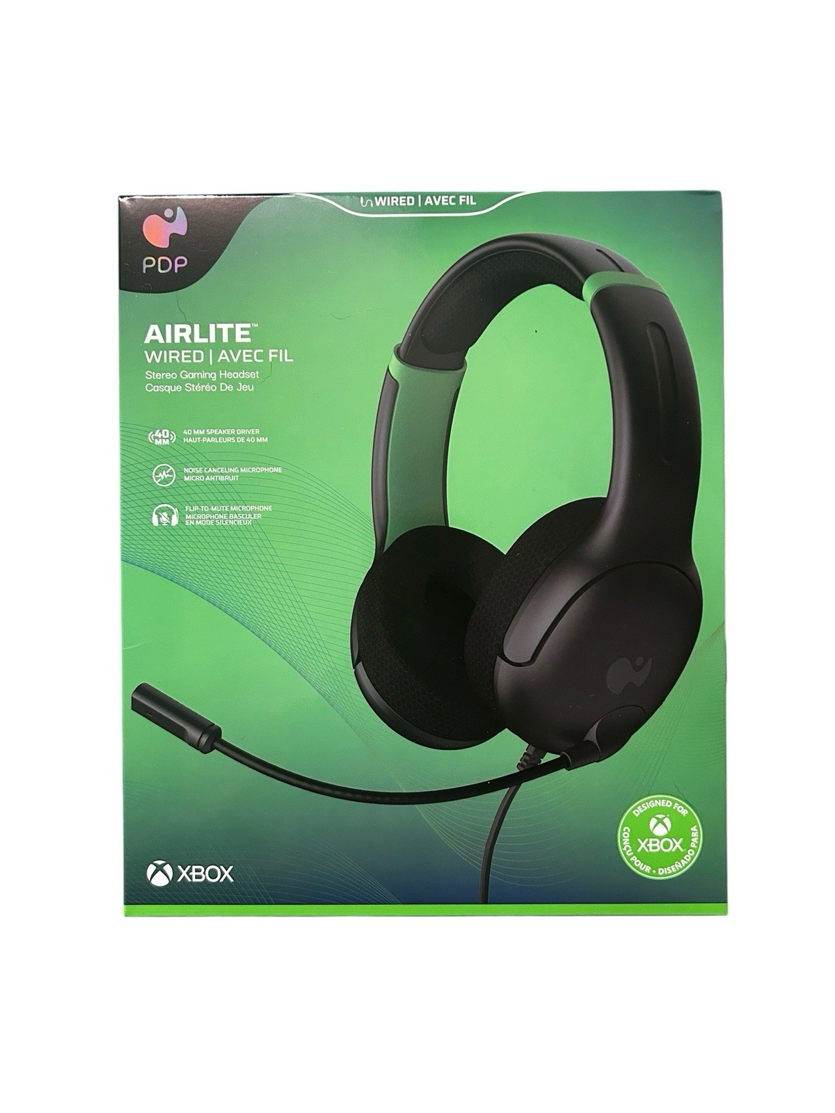 PDP Airlite Wired Gaming Headset Black/Green Noise Cancelling Mic Xbox Series