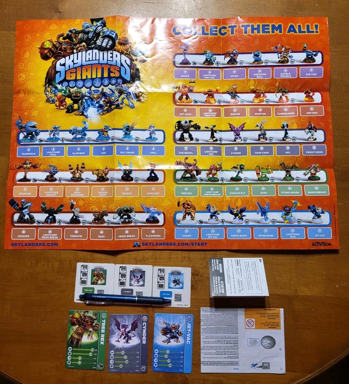 Skylanders Giants Starter Pack Stickers Poster Character Cards Manuals ONLY