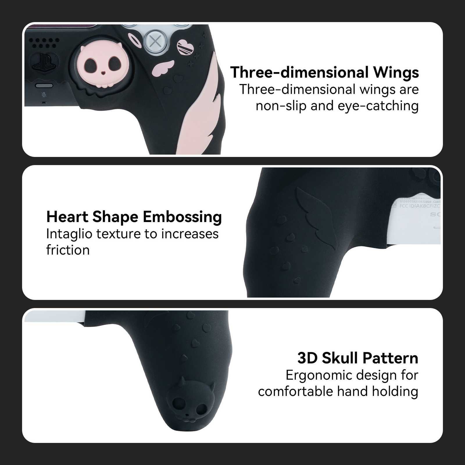 GeekShare Skull Protective Case Cover for PS5 Controller Silicone Shell Skin