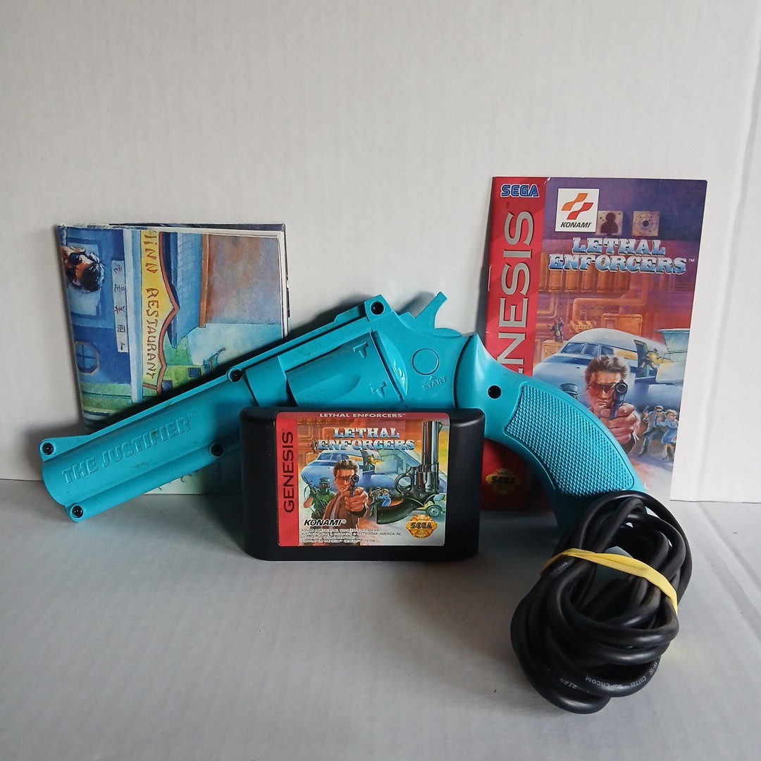 Lethal Enforcers The Justifier Sega Genesis Light Gun Manual Poster RARE