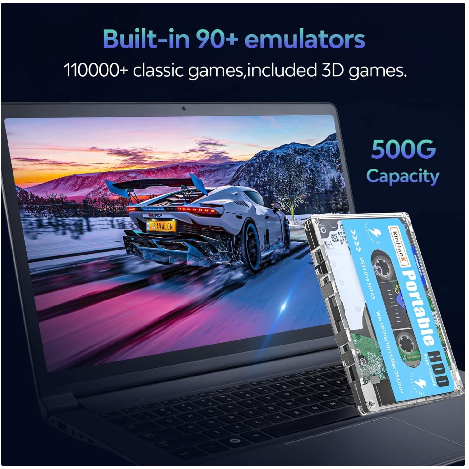 Plug and Play 500G Game Drive with 110,000+ Games
