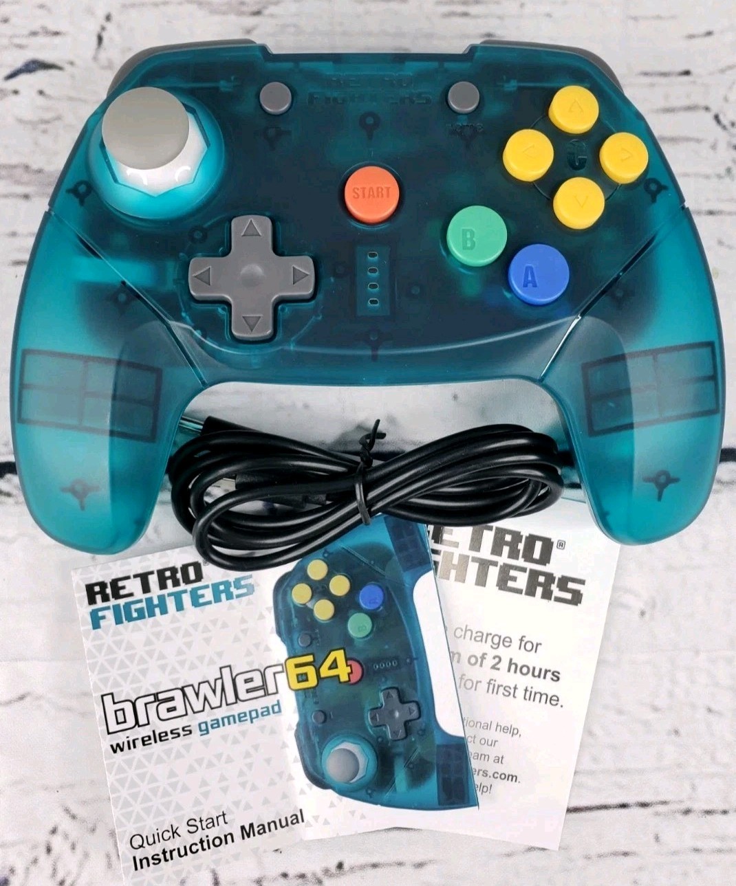 Retro Fighters Brawler64 Bluetooth Wireless Switch & PC Controller Blue-Green