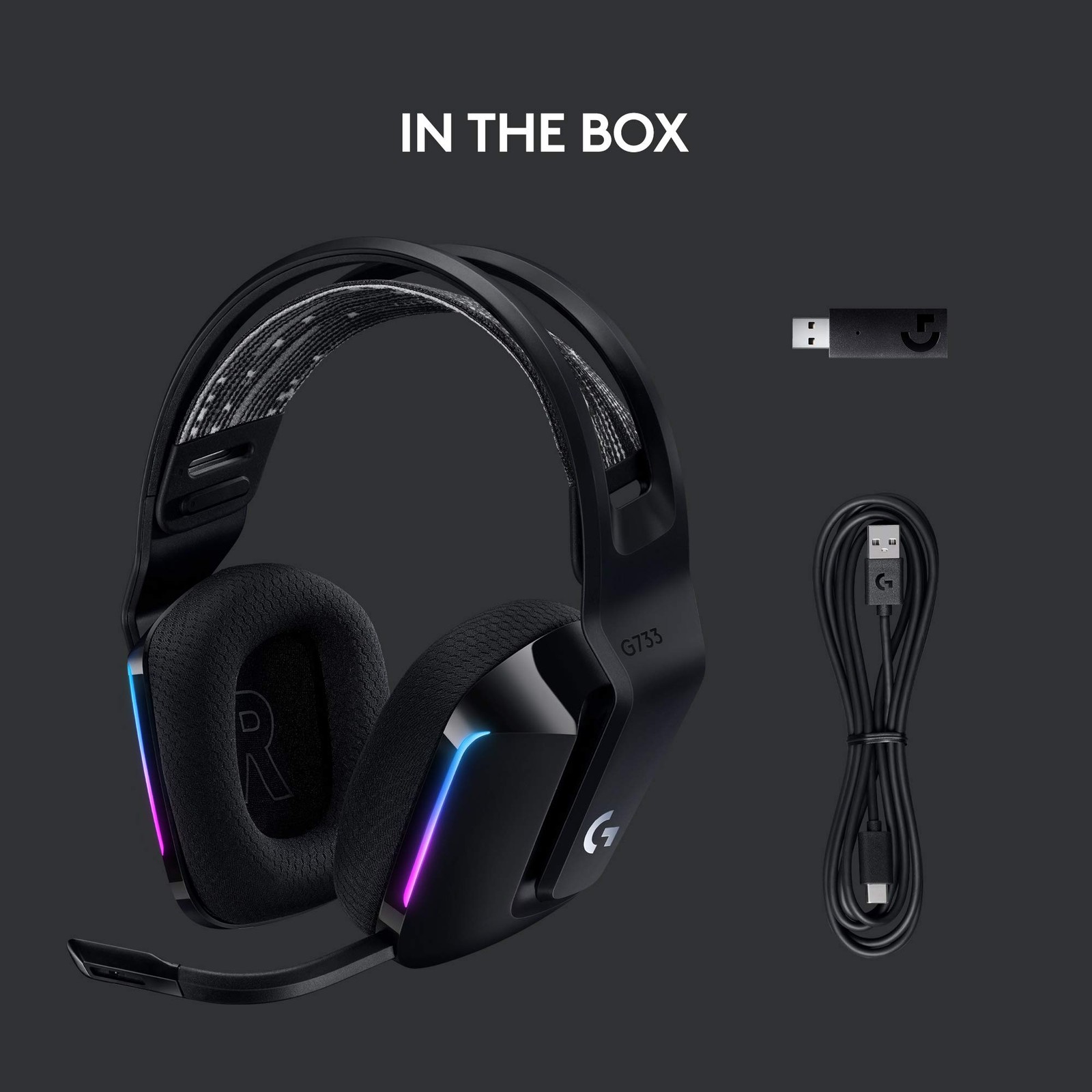 Logitech G733 Lightspeed Wireless Gaming Headset Suspension Headband Lightsync