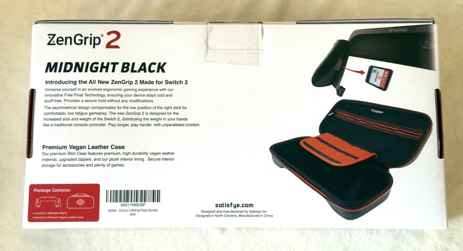 Satisfye ZenGrip 2 Midnight Black Ergo Grip + Case Bundle For Nintendo Switch 2