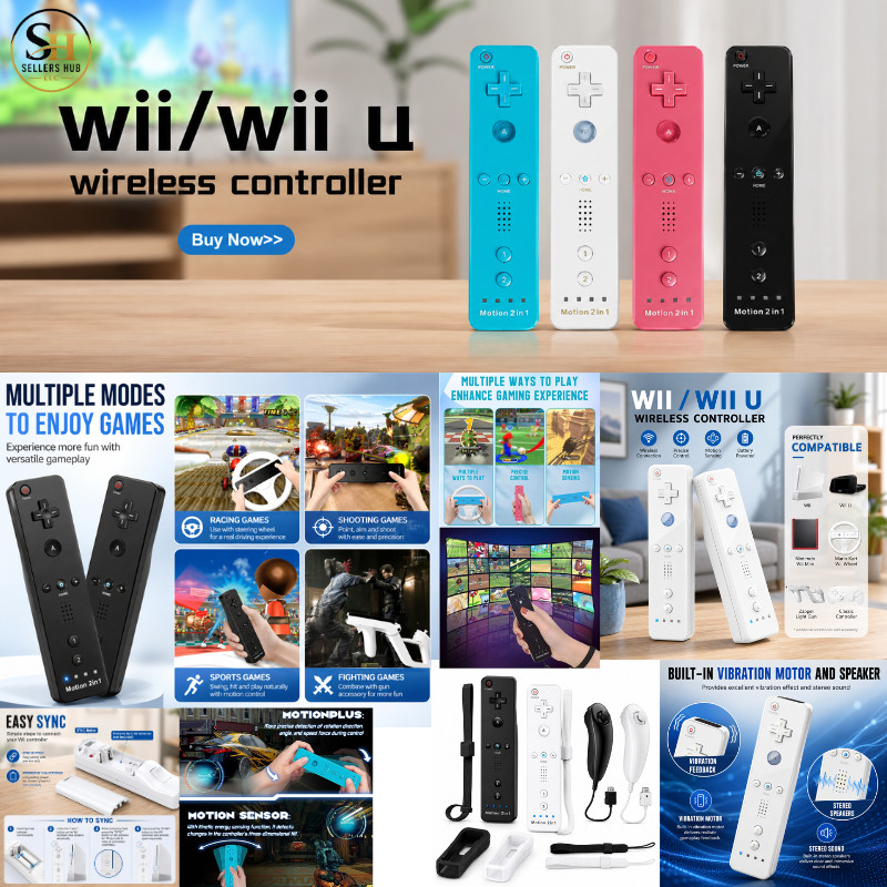 Built-in Motion Plus Wii Remote & Nunchuck Controller for Wii and Wii U Console