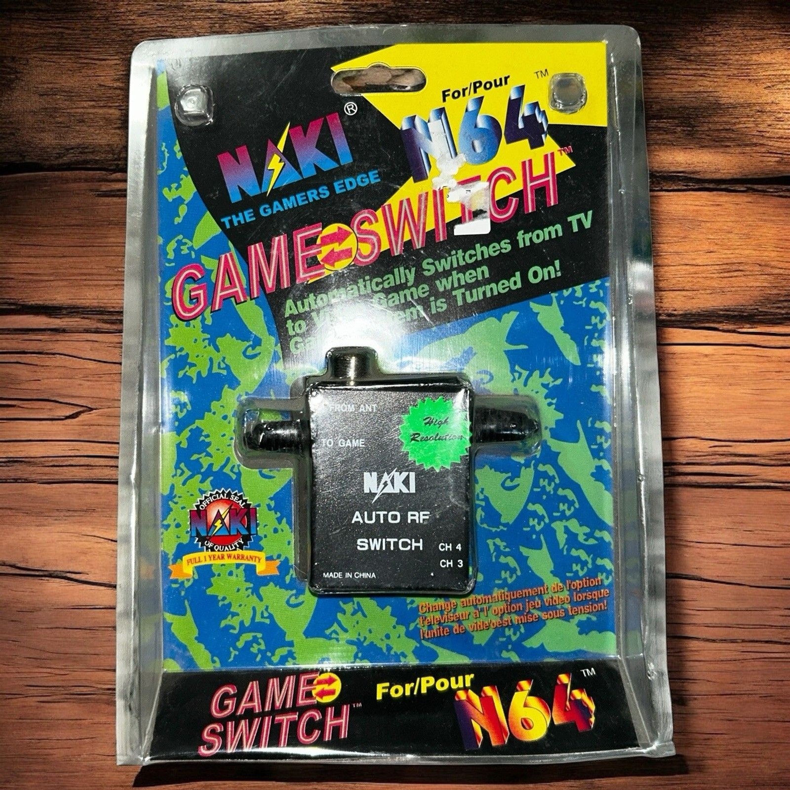 New Vintage Naki Game Switch Auto RF Adapter Nintendo 64 N64 NTSC Channel 3 4