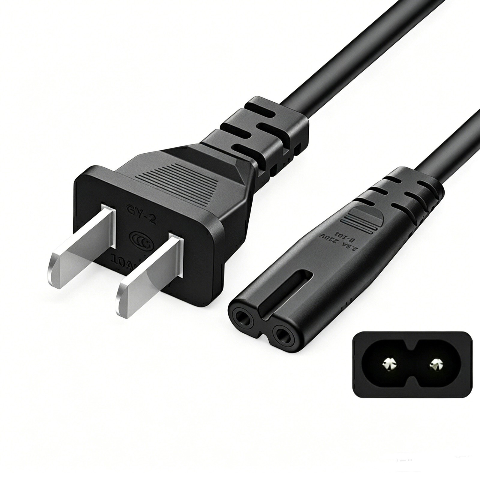 2 Prong AC Power Cord | Replacement Cable for Xbox Series, PS1-PS5 & PC