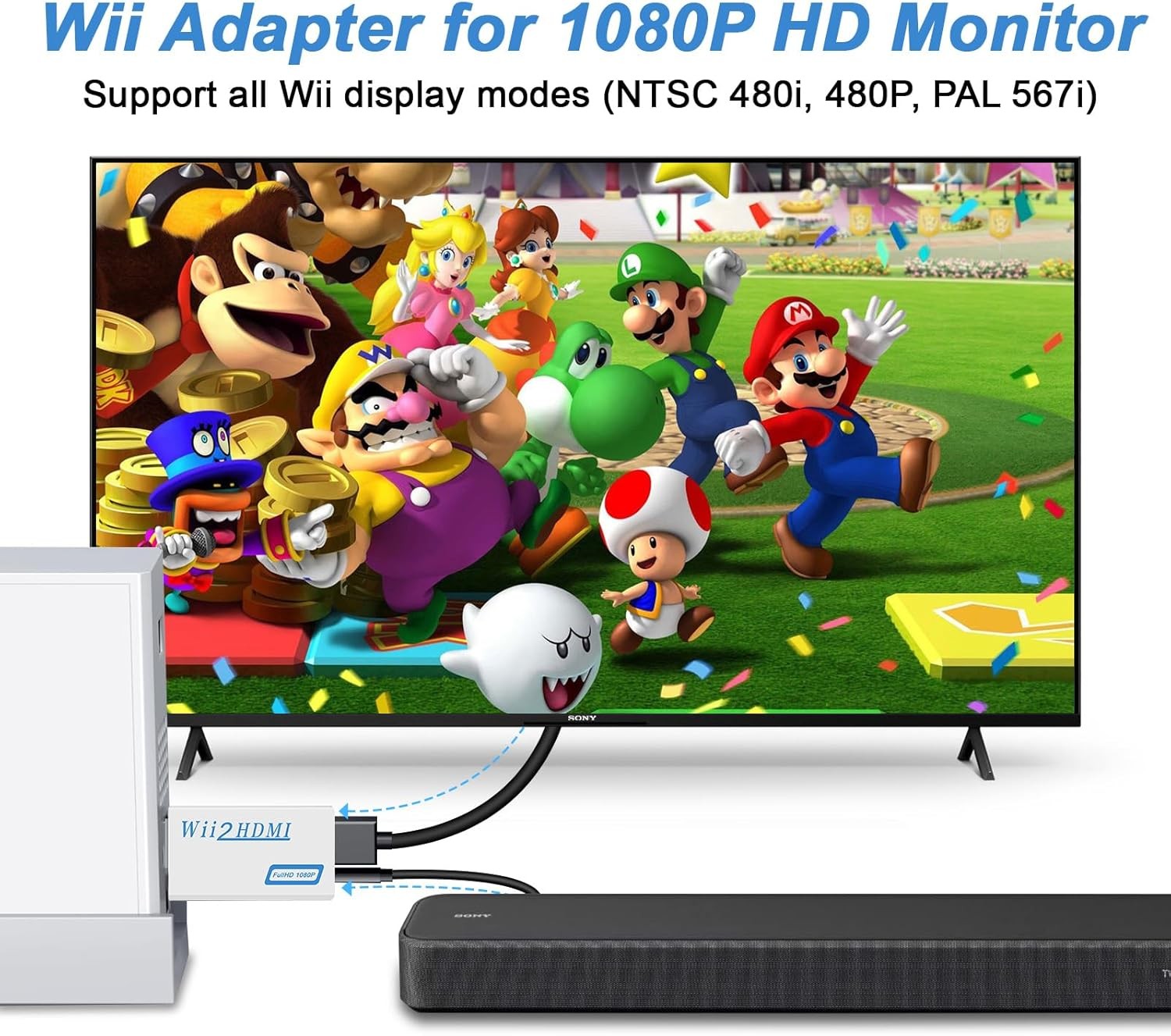 Wii to HDMI Adapter Converter 1080P HDMI Output Wii Connector with 3.5Mm Audio