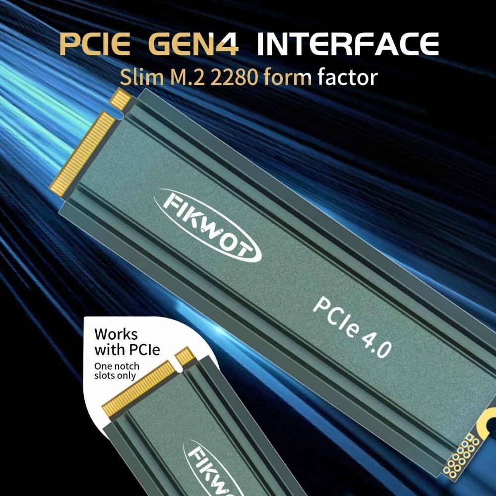 Fikwot 512GBSSD PS5 PCIe 4.0 TLC NVMe M.2 Internal Solid State Drive w/ Heatsink