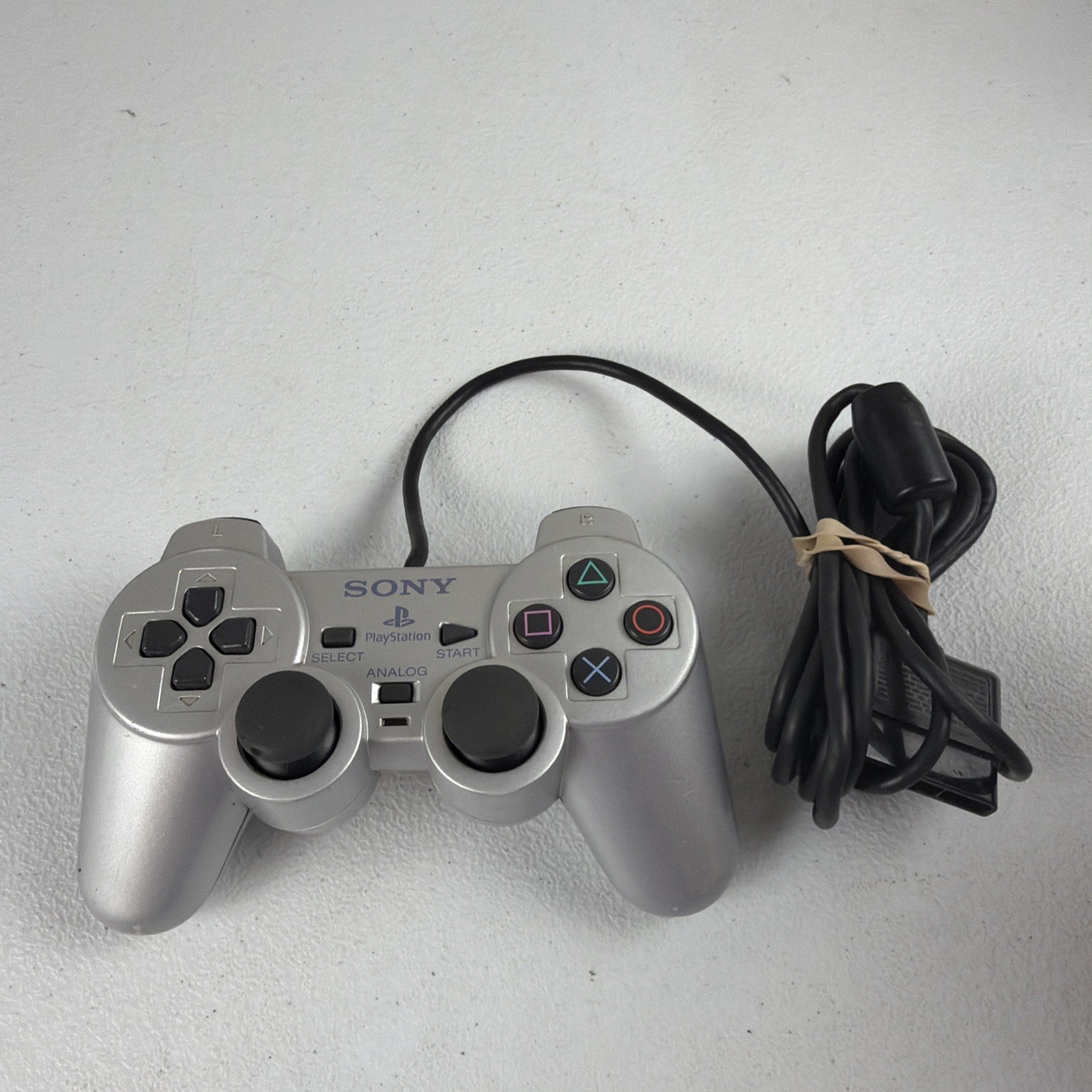 Sony PlayStation 2 Silver Controller PS2 SCPH-10010**For Parts or Repair Only***