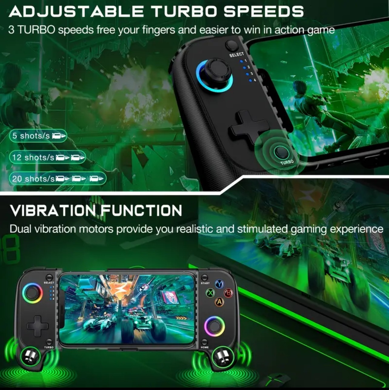 Six-Axis Wireless Game Controller With Retractable Pads For Switch & Mobile Game