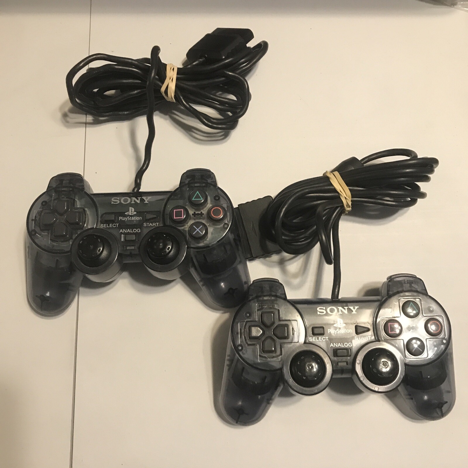 PlayStation PS2 Controller Official OEM DualShock Clear Smoke Gray Lot Of 2.