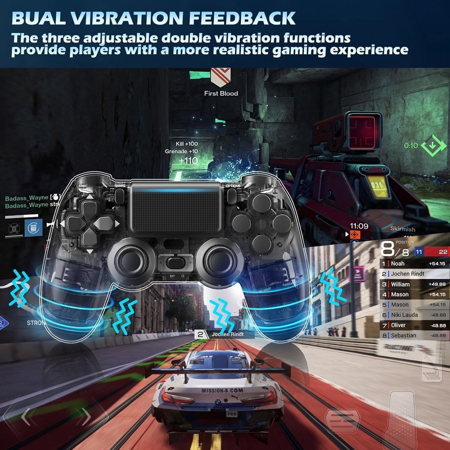 ⭐⭐⭐Wireless Controller For PS4th Slim/Pro Console Gamepad Dualshock 4 Jet Black