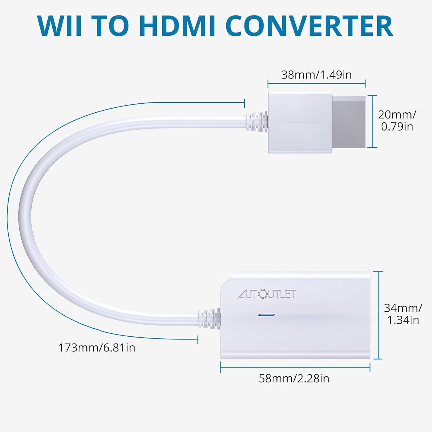 Wii to HDMI Converter 1080P for Full HD Device, Wii HDMI Adapter with 3,5Mm Audi