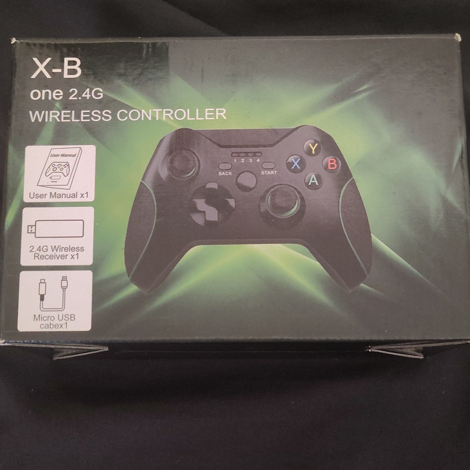 X-B One 2.4G 2.4GHz Wireless Controller Black/Green for PC w/ Receiver, USB