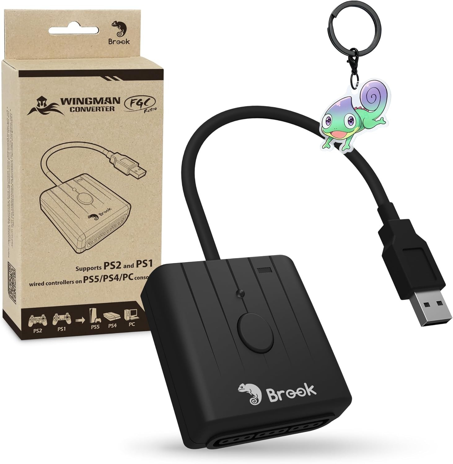 Brook FGC Retro with Keychain – PS1 & PS2 Controller for PS5, PS4, PC – Turbo…