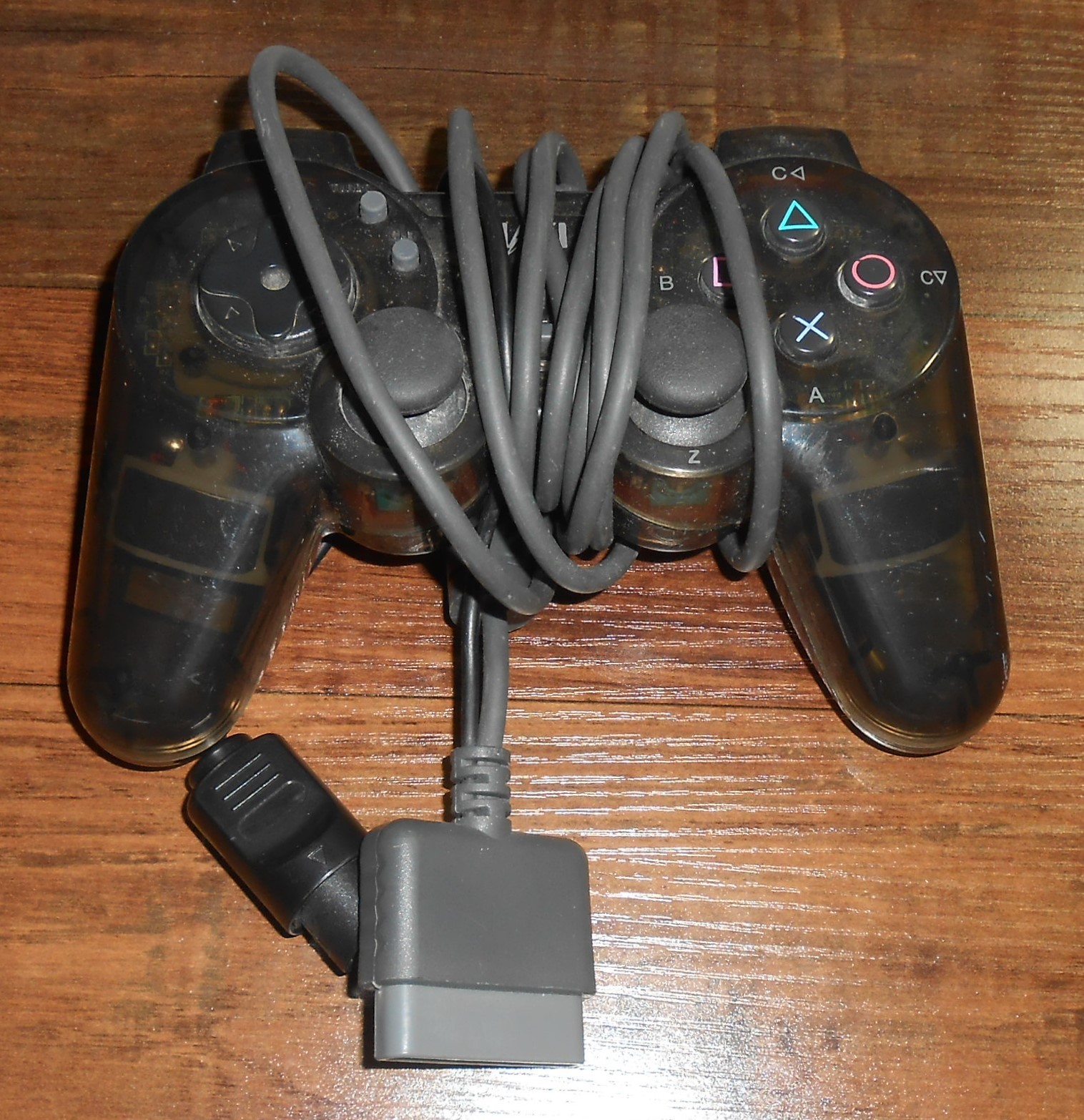 OFFICIAL SONY PLAYSTATION SMOKE GRAY CLEAR “DUAL SHOCK” PS2 WIRED CONTROLLER