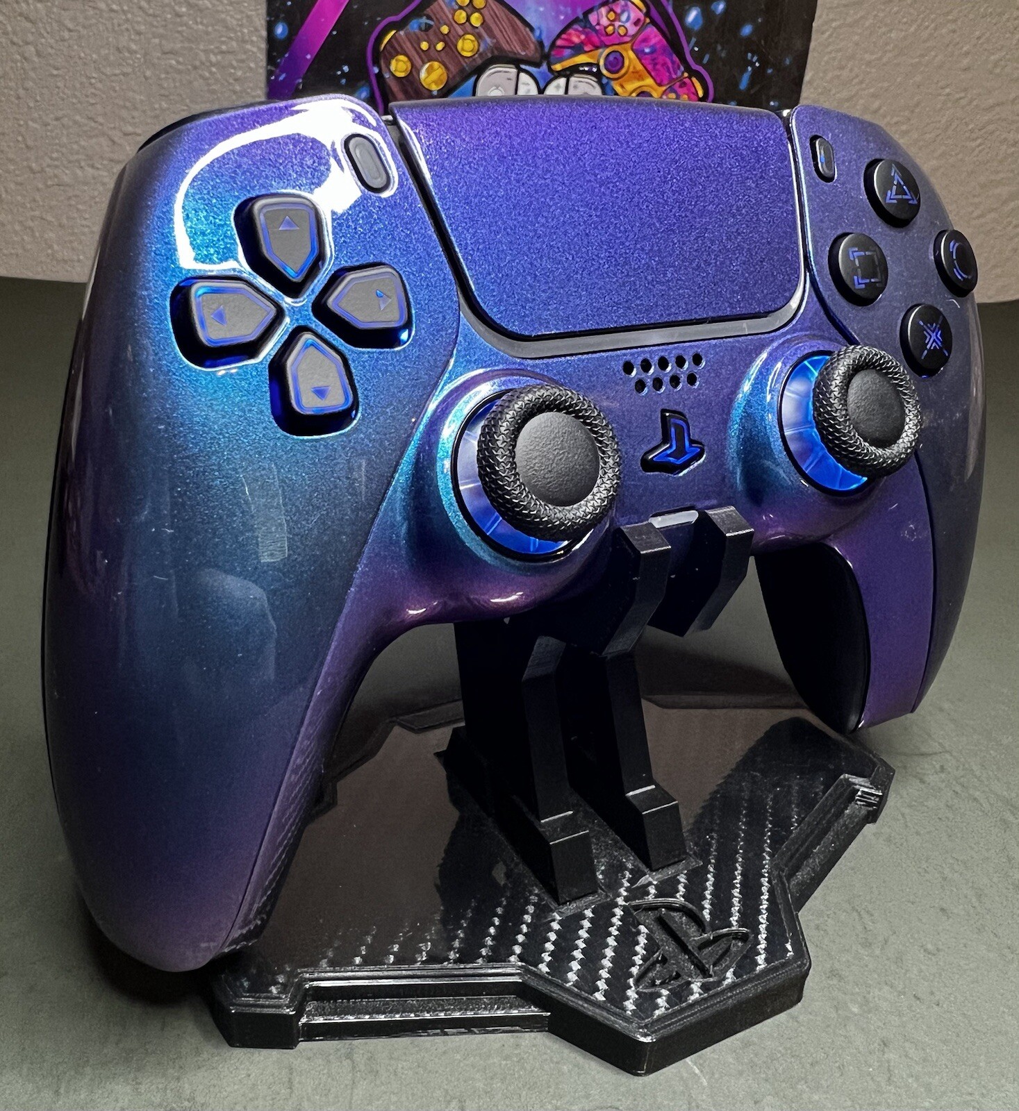 Two-Tone Chameleon Blue – RGB LED – Custom Wireless Controller for PS5 Or PC