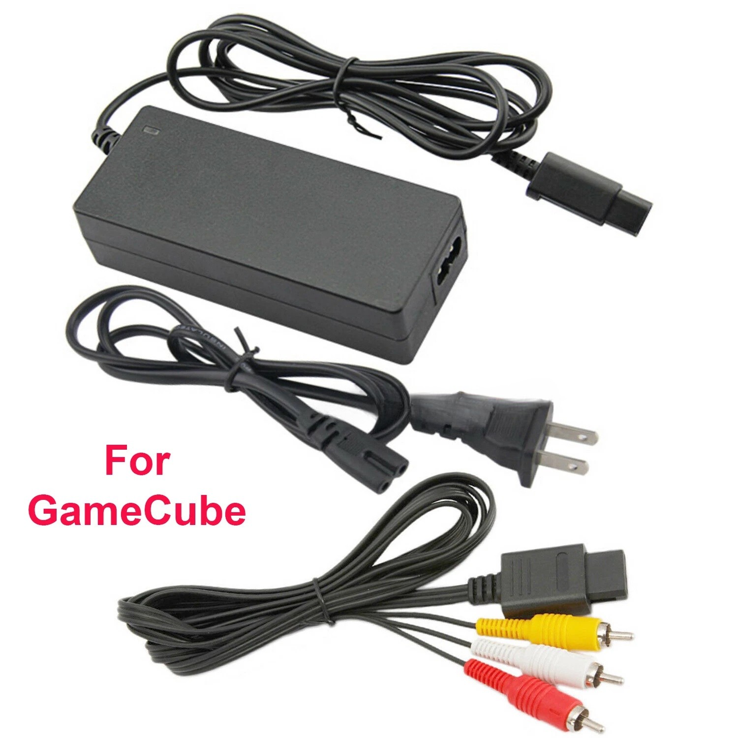 Audio Video AV RCA+AC Cable Power Supply Adapter Cord For Nintendo Gamecube NGC