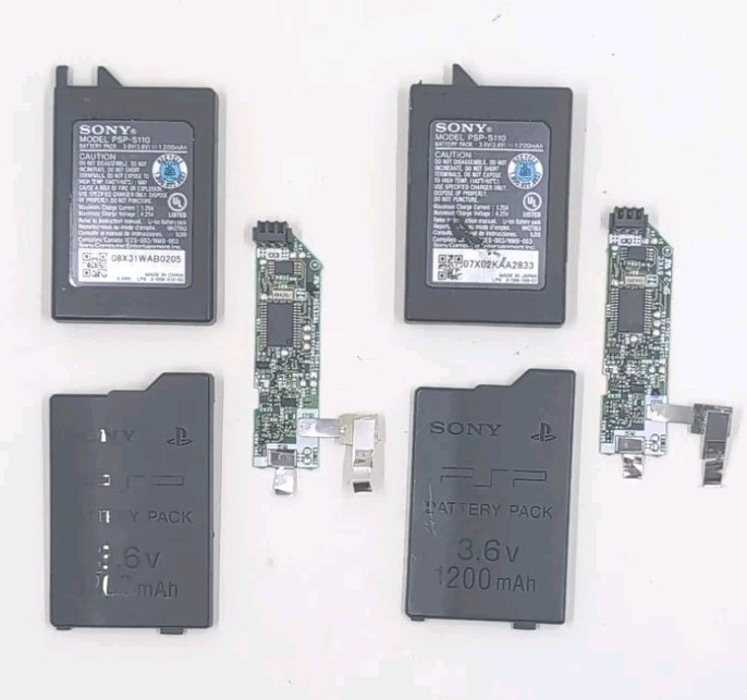 Sony PSP Battery 3.6v 1200mA PSP-S110 No Li-ion Pack Controller + Cases Only x2